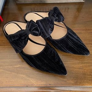 Anthropologie Livia black velvet mules